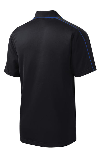 Sport-Tek Micropique Sport-Wick Piped Polo. ST653 Black/ True Royal
