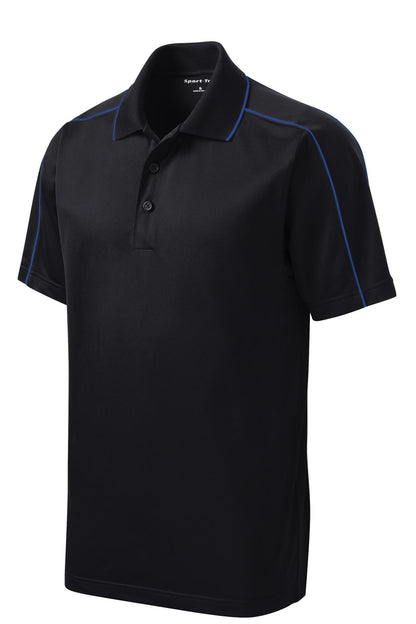Sport-Tek Micropique Sport-Wick Piped Polo. ST653 Black/ True Royal