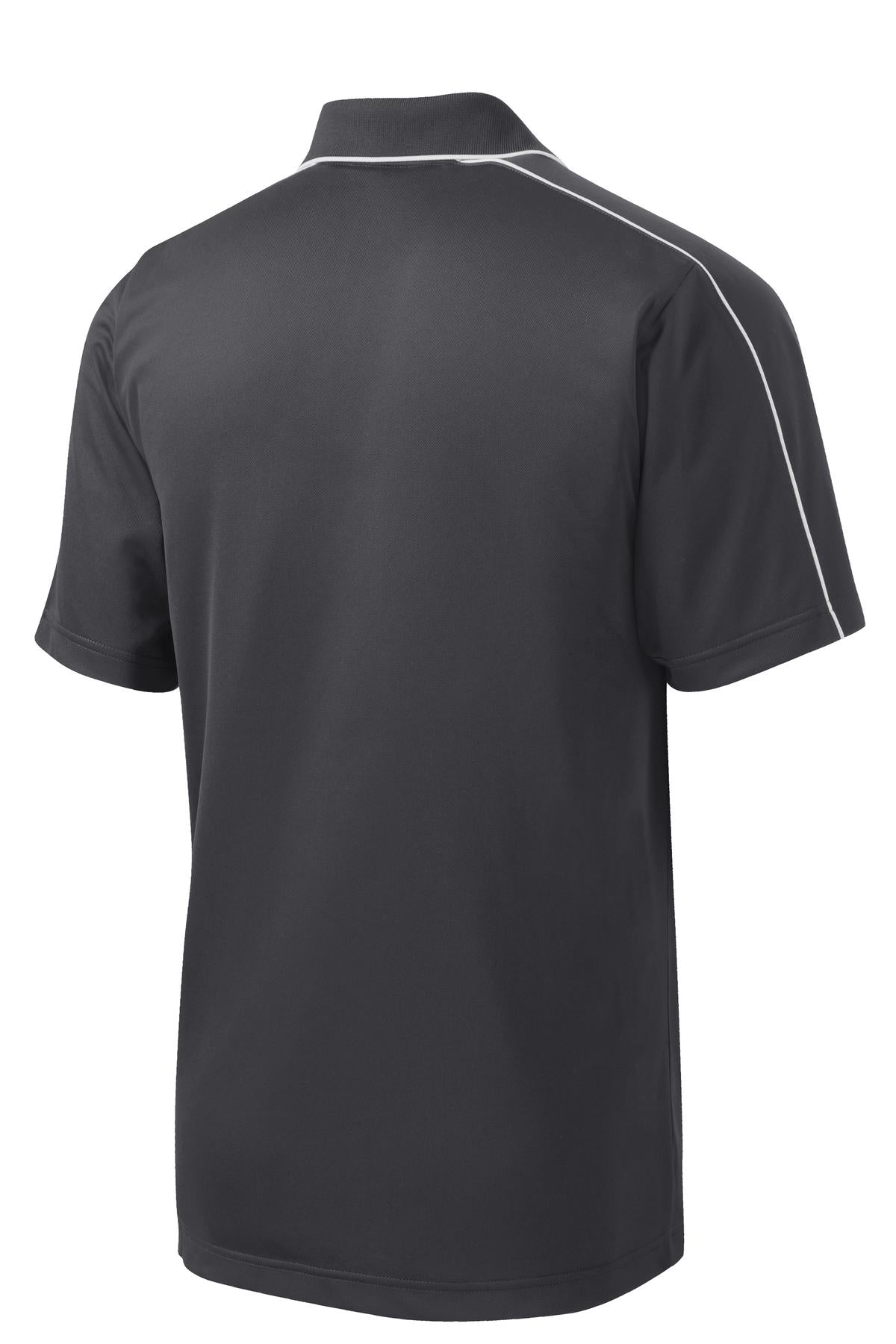 Sport-Tek Micropique Sport-Wick Piped Polo. ST653 Iron Grey/ White