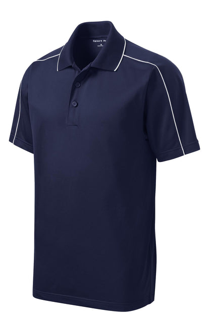 Sport-Tek Micropique Sport-Wick Piped Polo. ST653 True Navy/ White