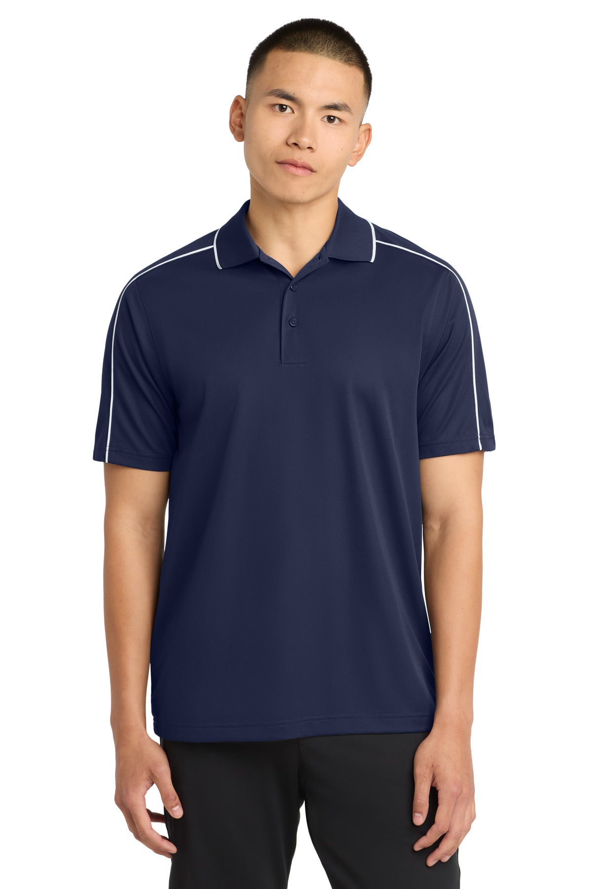 Sport-Tek Micropique Sport-Wick Piped Polo ST653 True Navy/ White