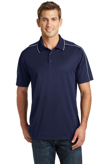 Sport-Tek Micropique Sport-Wick Piped Polo. ST653 True Navy/ White