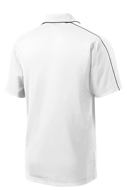 Sport-Tek Micropique Sport-Wick Piped Polo. ST653 White/ Iron Grey