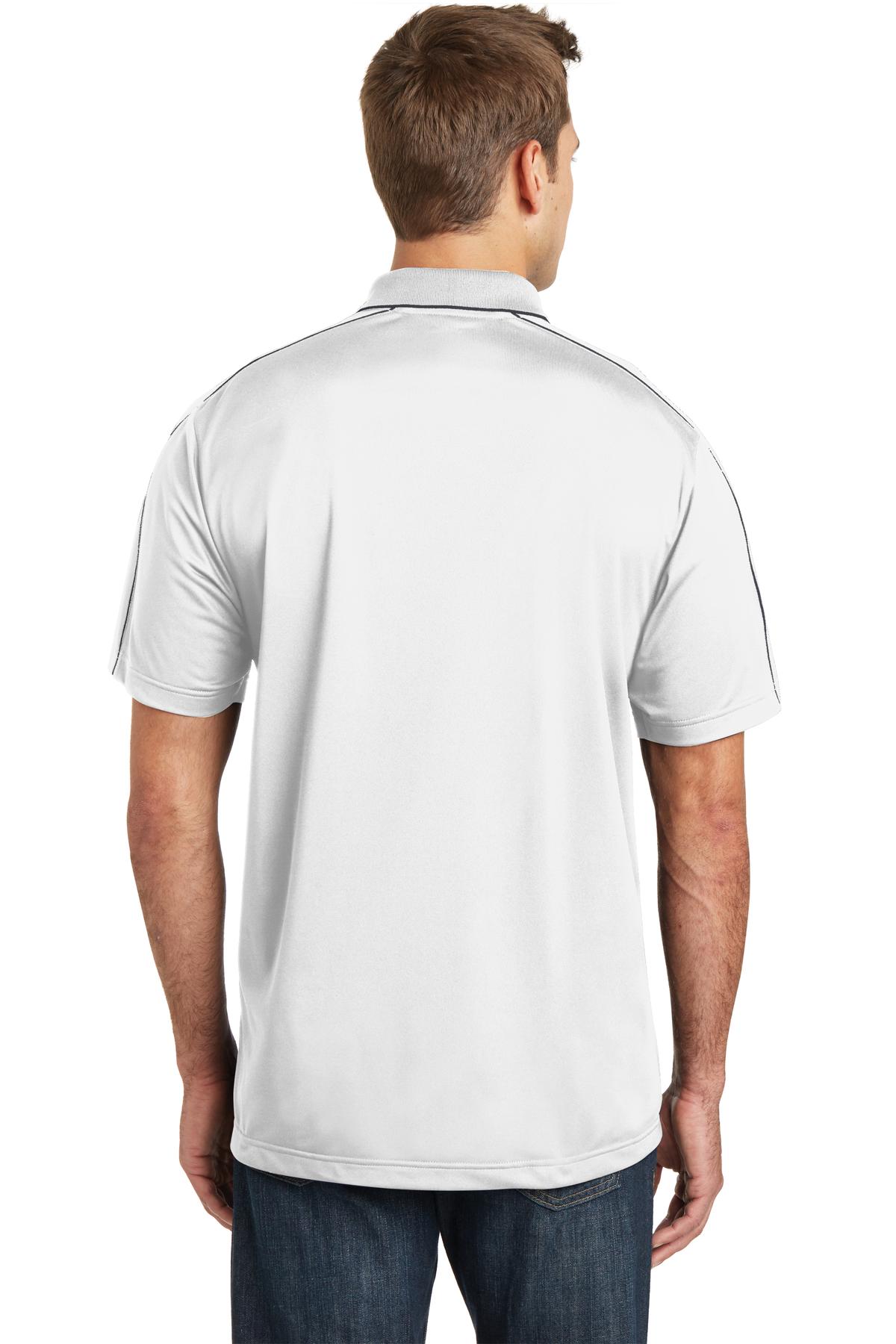 Sport-Tek Micropique Sport-Wick Piped Polo. ST653 White/ Iron Grey