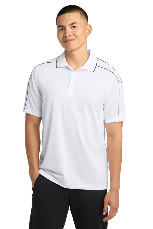 Sport-Tek Micropique Sport-Wick Piped Polo ST653 White/ Iron Grey