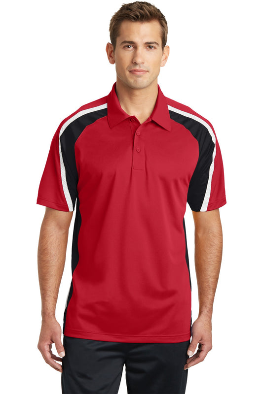 Sport-Tek Tricolor Micropique Sport-Wick Polo. ST654 True Red/ Black/ White