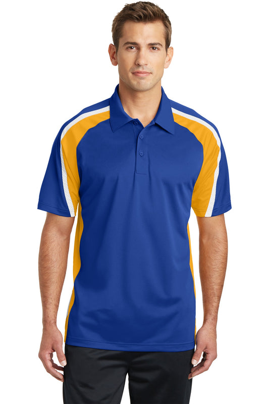 Sport-Tek Tricolor Micropique Sport-Wick Polo. ST654 True Royal/ Gold/ White
