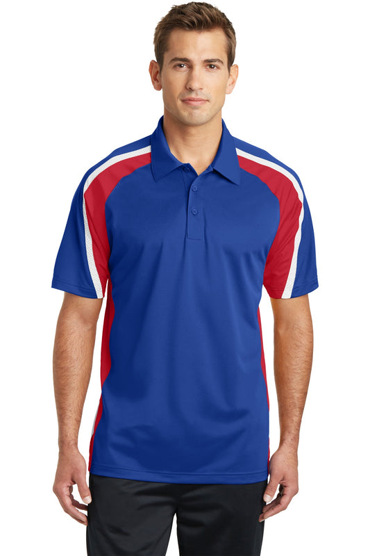 Sport-Tek Tricolor Micropique Sport-Wick Polo. ST654 True Royal/ True Red/ White
