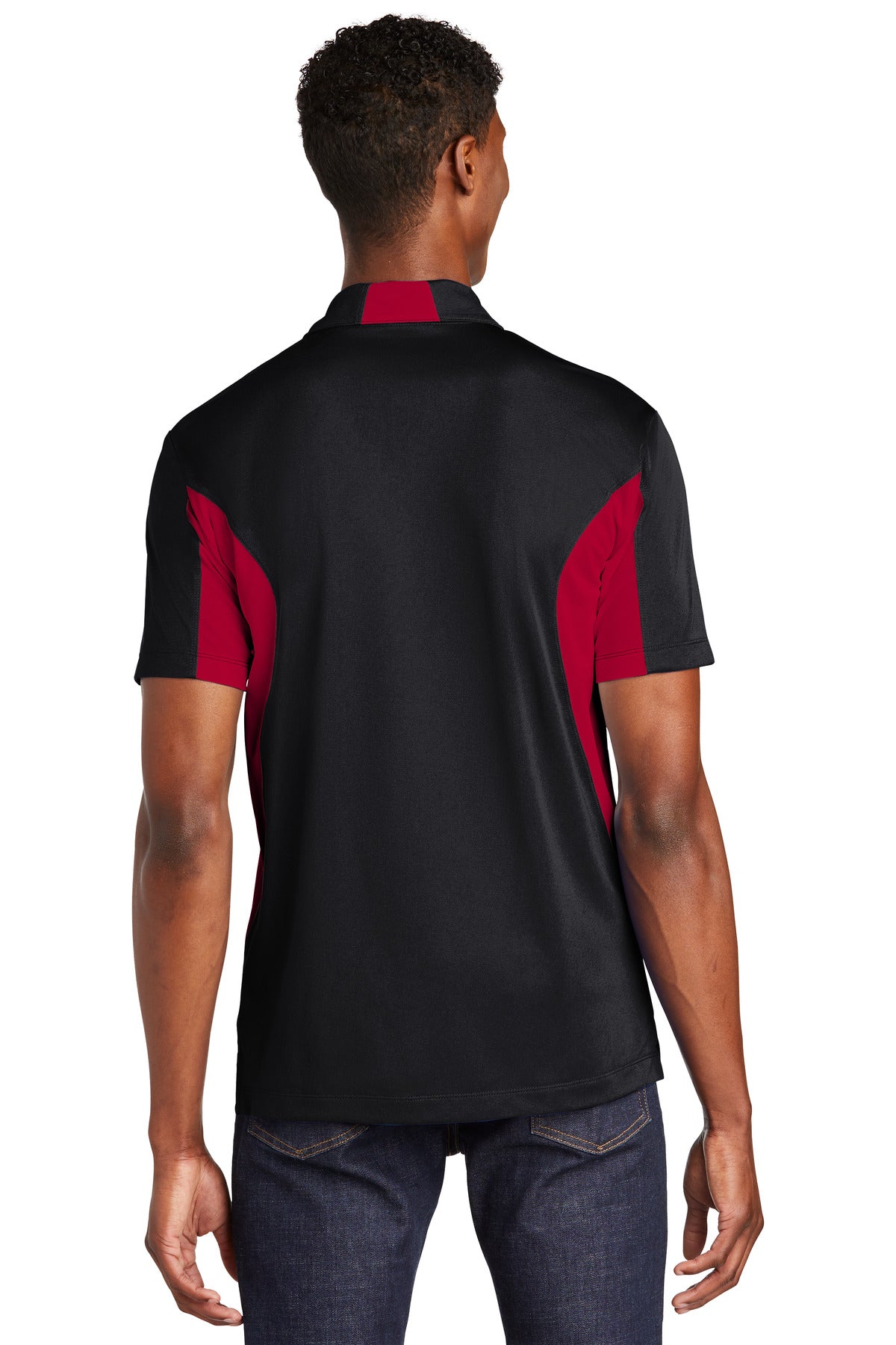 Sport-Tek Side Blocked Micropique Sport-Wick Polo. ST655 Black/ Deep Red