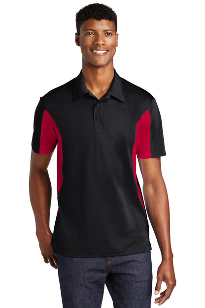 Sport-Tek Side Blocked Micropique Sport-Wick Polo. ST655 Black/ Deep Red