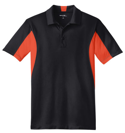 Sport-Tek Side Blocked Micropique Sport-Wick Polo. ST655 Black/ Deep Orange