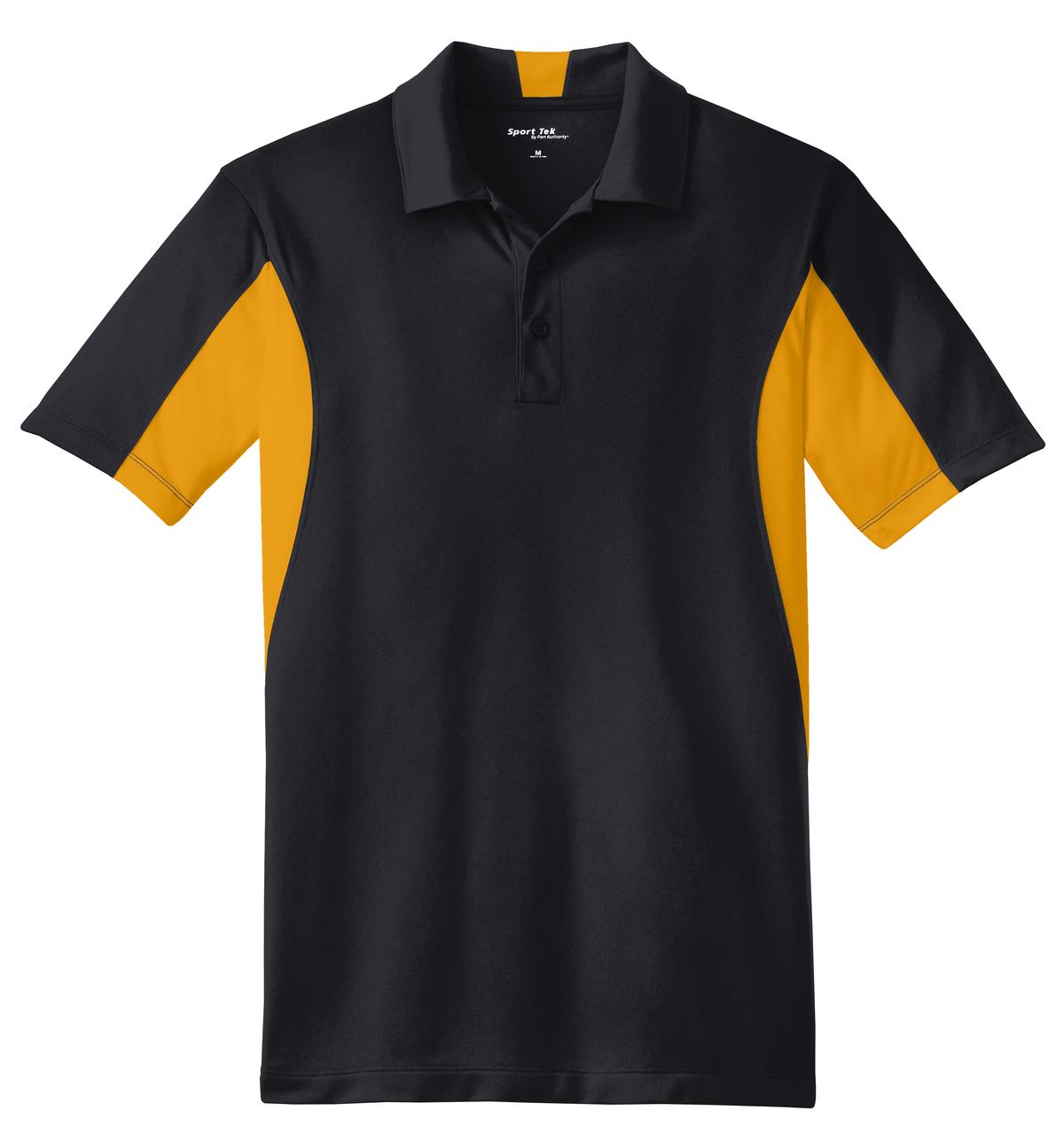Sport-Tek Side Blocked Micropique Sport-Wick Polo. ST655 Black/ Gold