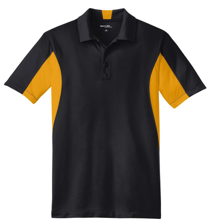 Sport-Tek Side Blocked Micropique Sport-Wick Polo. ST655 Black/ Gold