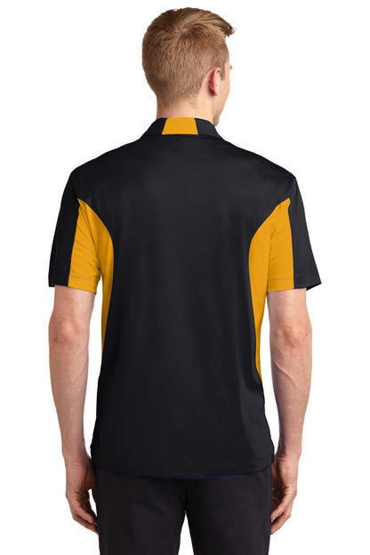 Sport-Tek Side Blocked Micropique Sport-Wick Polo. ST655 Black/ Gold