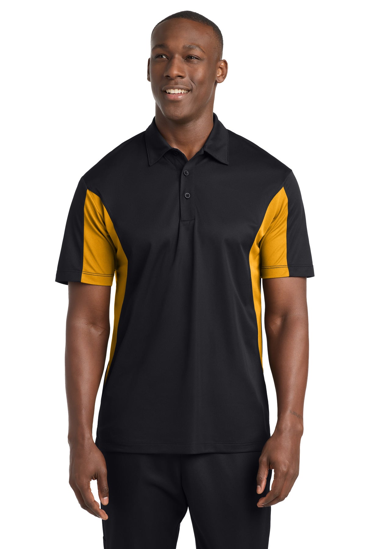 Sport-Tek Side Blocked Micropique Sport-Wick Polo ST655 Black/ Gold