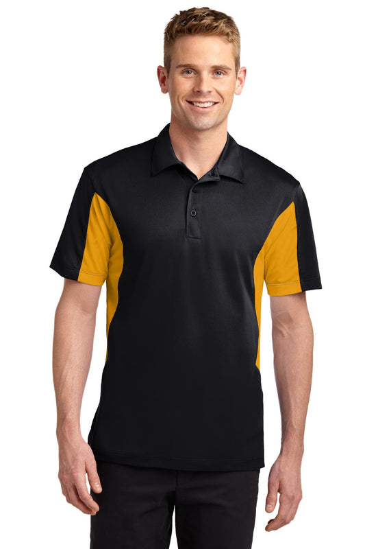 Sport-Tek Side Blocked Micropique Sport-Wick Polo. ST655 Black/ Gold