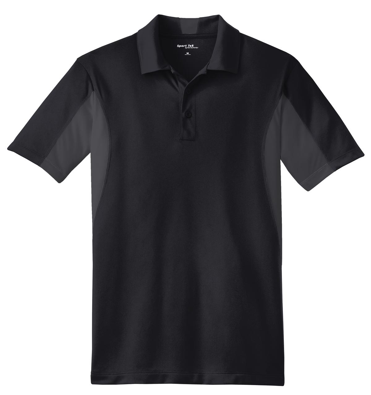 Sport-Tek Side Blocked Micropique Sport-Wick Polo. ST655 Black/ Iron Grey