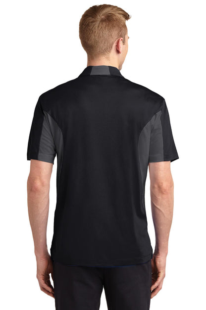 Sport-Tek Side Blocked Micropique Sport-Wick Polo. ST655 Black/ Iron Grey