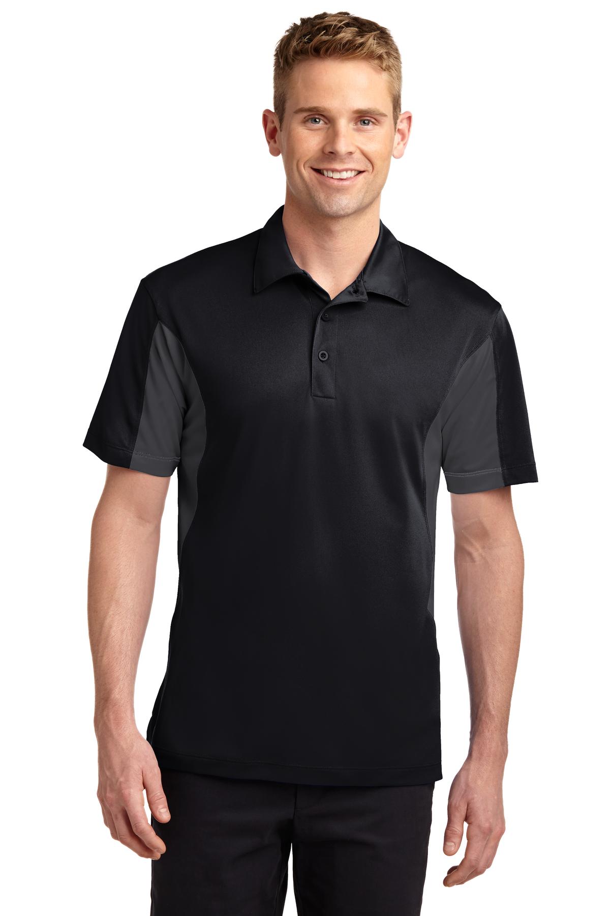 Sport-Tek Side Blocked Micropique Sport-Wick Polo. ST655 Black/ Iron Grey