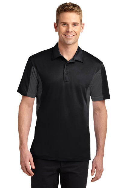 Sport-Tek Side Blocked Micropique Sport-Wick Polo. ST655 Black/ Iron Grey
