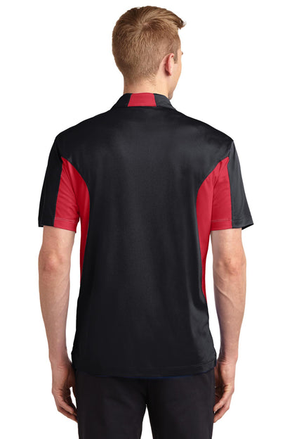 Sport-Tek Side Blocked Micropique Sport-Wick Polo. ST655 Black/ True Red