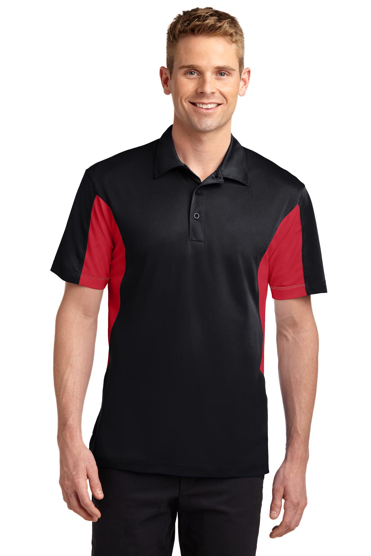 Sport-Tek Side Blocked Micropique Sport-Wick Polo. ST655 Black/ True Red