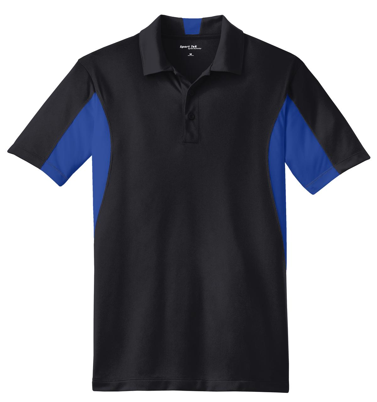 Sport-Tek Side Blocked Micropique Sport-Wick Polo. ST655 Black/ True Royal