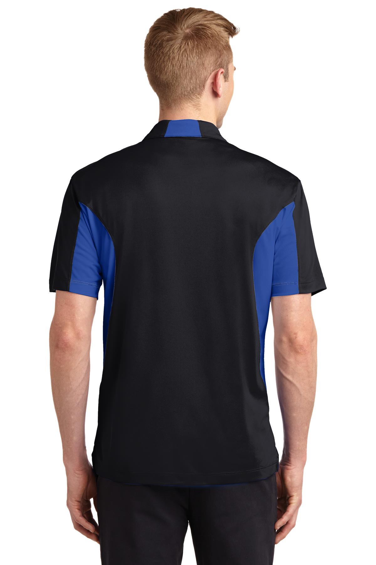 Sport-Tek Side Blocked Micropique Sport-Wick Polo. ST655 Black/ True Royal
