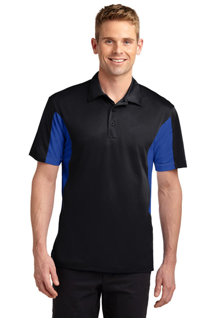 Sport-Tek Side Blocked Micropique Sport-Wick Polo. ST655 Black/ True Royal