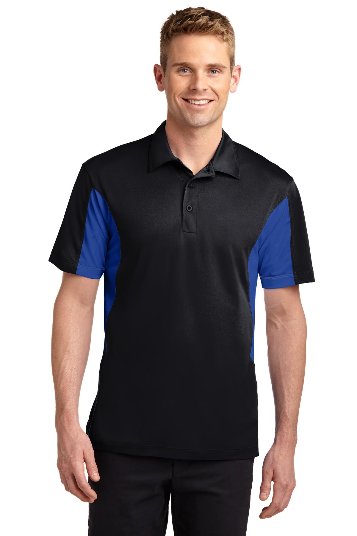 Sport-Tek Tall Side Blocked Micropique Sport-Wick Polo. TST655 Black/ True Royal Tall