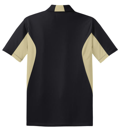 Sport-Tek Side Blocked Micropique Sport-Wick Polo. ST655 Black/ Vegas Gold