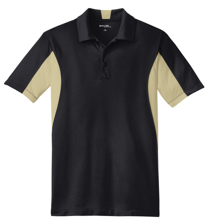 Sport-Tek Side Blocked Micropique Sport-Wick Polo. ST655 Black/ Vegas Gold