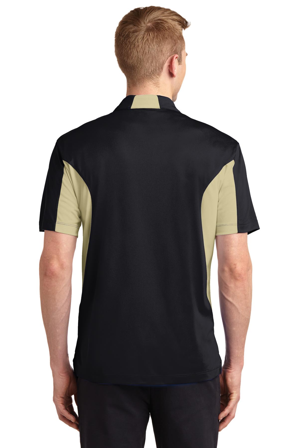 Sport-Tek Side Blocked Micropique Sport-Wick Polo. ST655 Black/ Vegas Gold