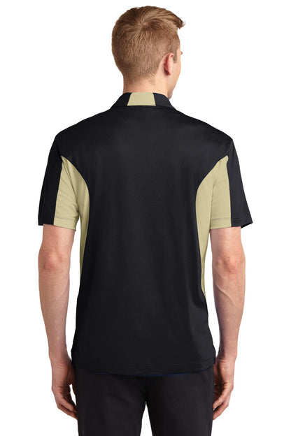 Sport-Tek Side Blocked Micropique Sport-Wick Polo. ST655 Black/ Vegas Gold