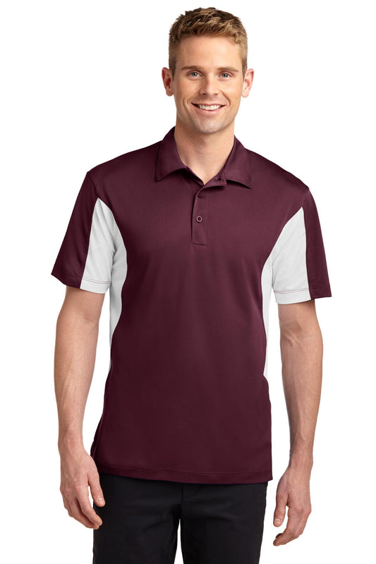 Sport-Tek Side Blocked Micropique Sport-Wick Polo. ST655 Maroon/ White
