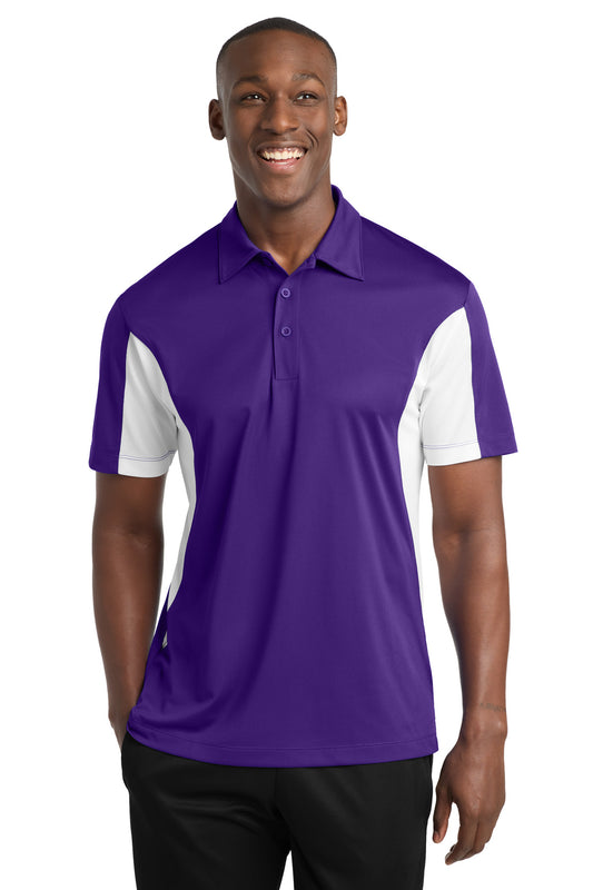 Sport-Tek Side Blocked Micropique Sport-Wick Polo ST655 Purple/ White