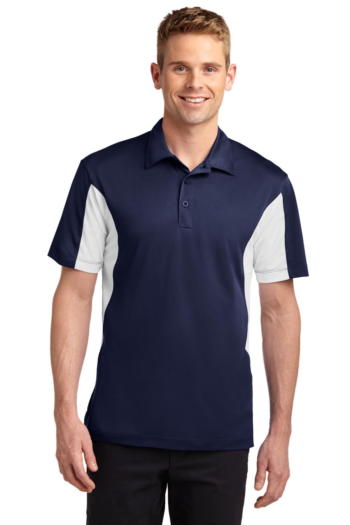 Sport-Tek Side Blocked Micropique Sport-Wick Polo. ST655 True Navy/ White