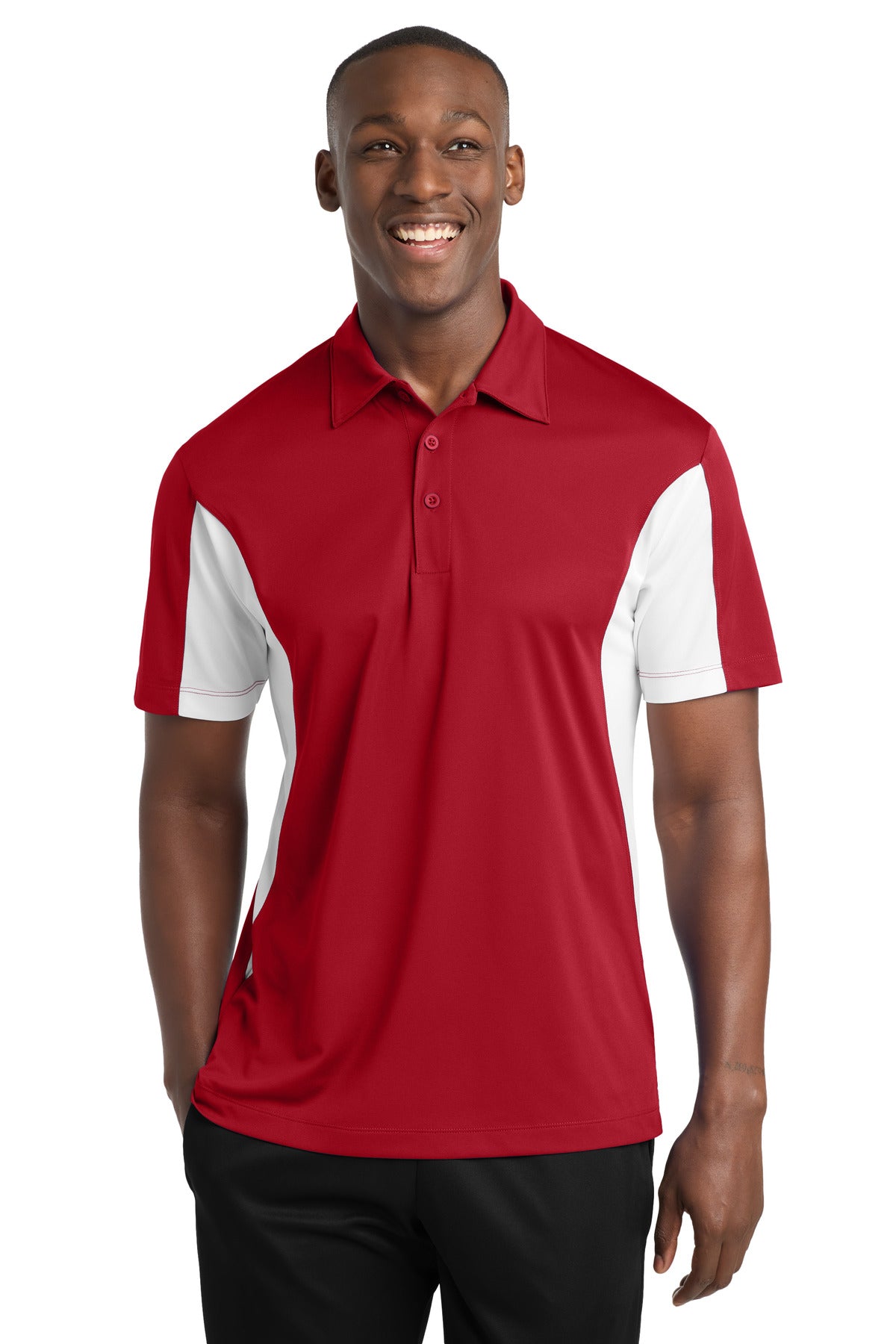 Sport-Tek Side Blocked Micropique Sport-Wick Polo ST655 True Red/ White