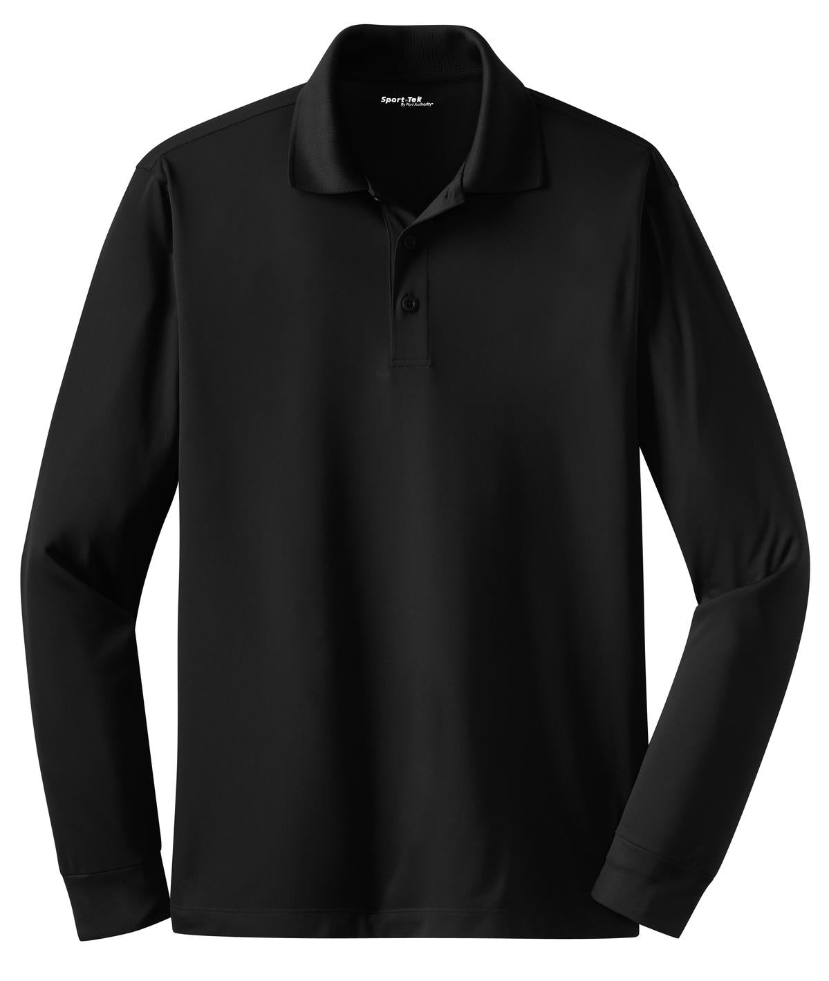 Sport-Tek Long Sleeve Micropique Sport-Wick Polo. ST657 Black