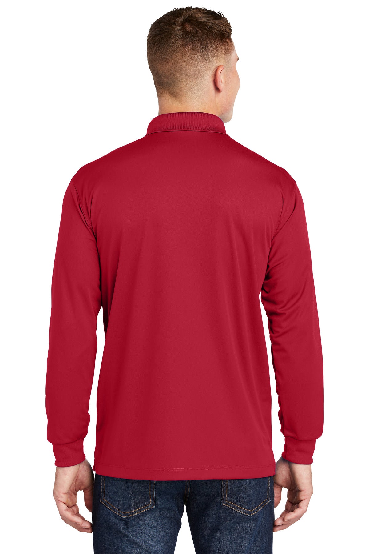 Sport-Tek Long Sleeve Micropique Sport-Wick Polo. ST657 Deep Red