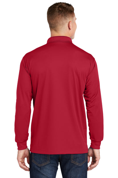 Sport-Tek Long Sleeve Micropique Sport-Wick Polo. ST657 Deep Red