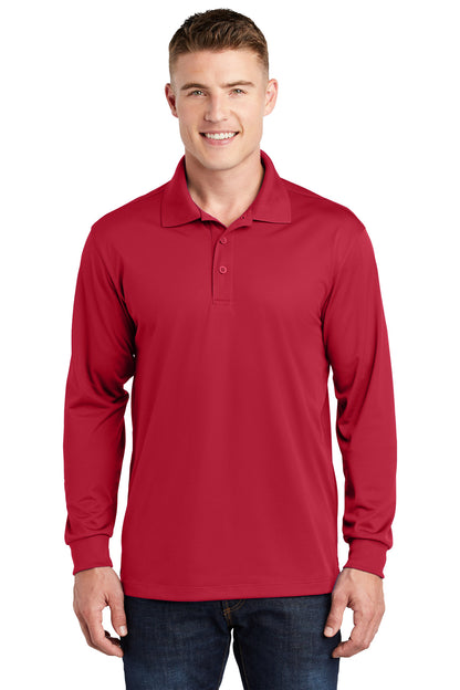 Sport-Tek Long Sleeve Micropique Sport-Wick Polo. ST657 Deep Red