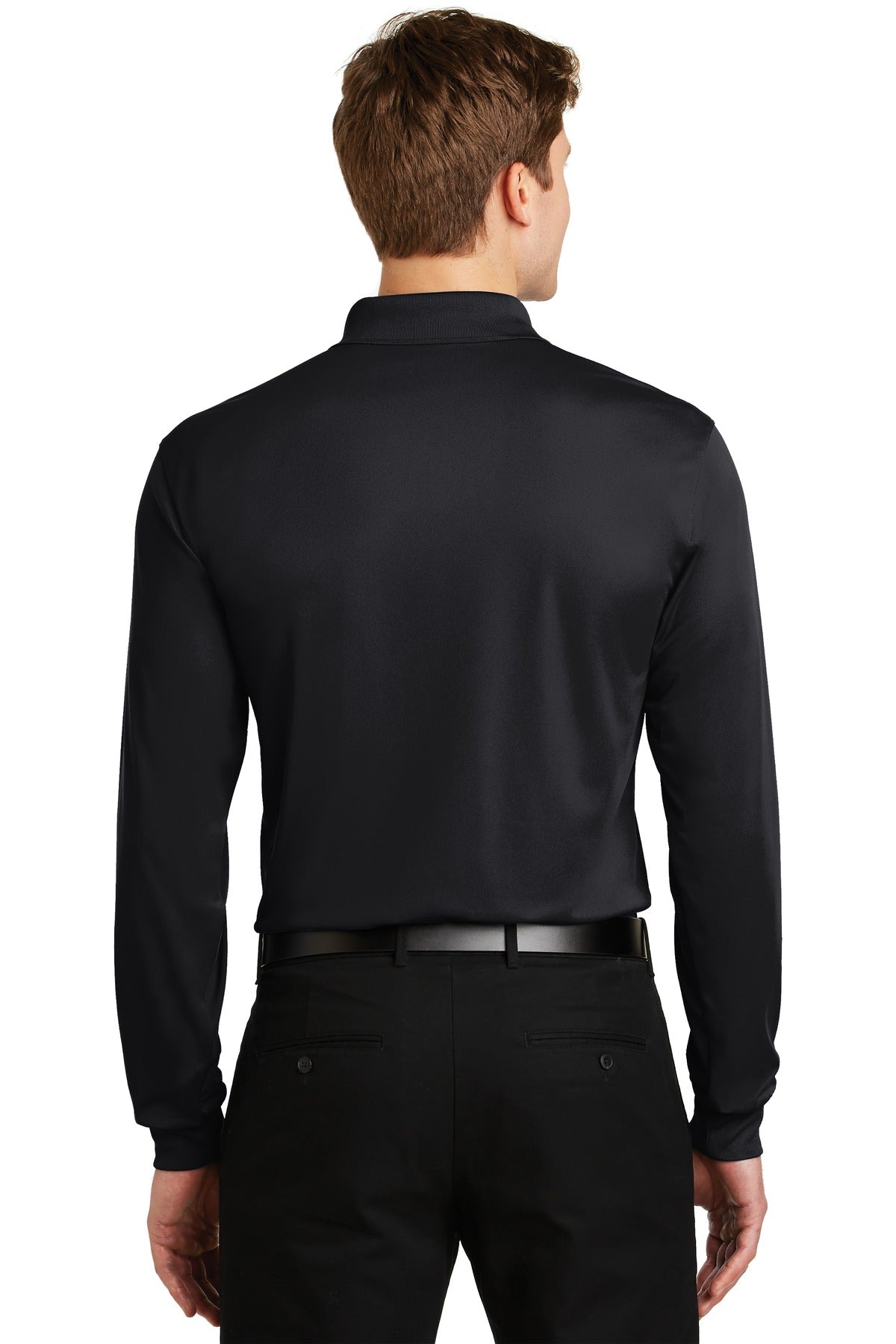 Sport-Tek Long Sleeve Micropique Sport-Wick Polo. ST657 Black