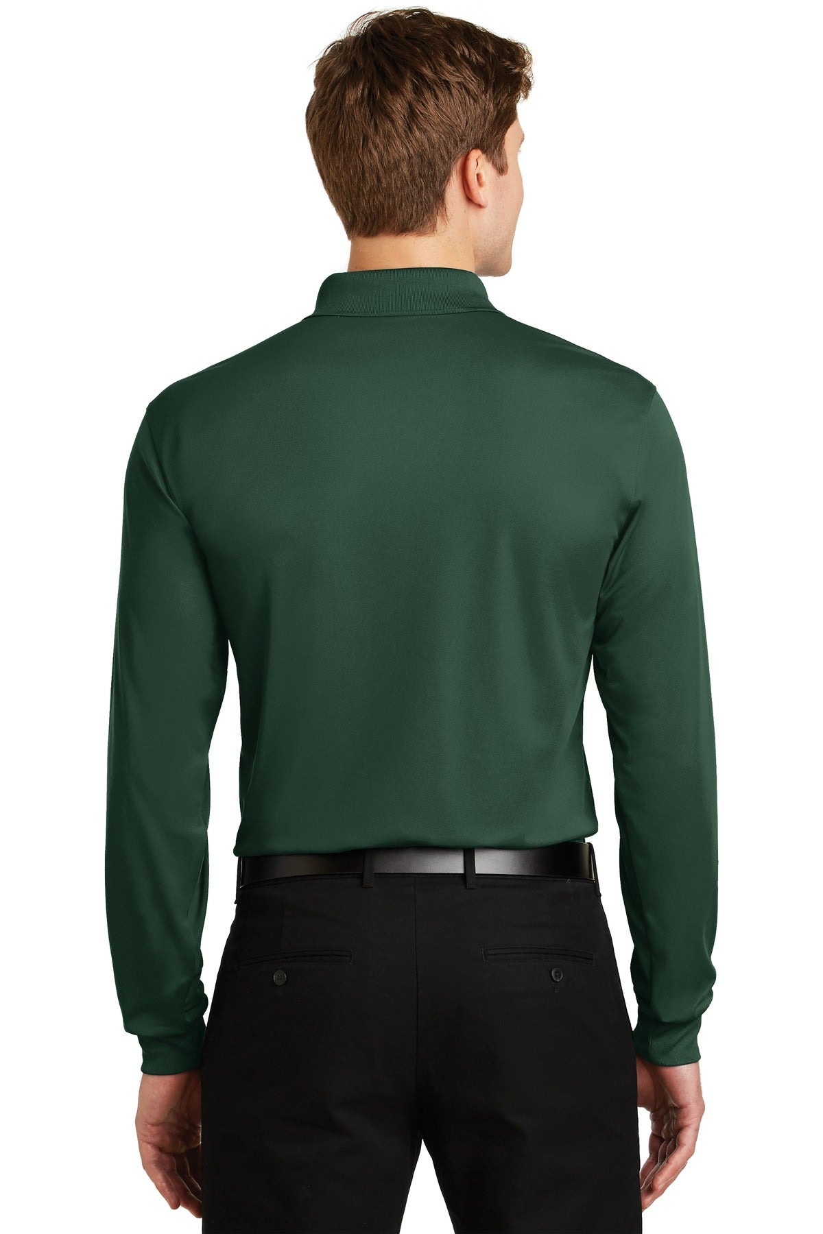 Sport-Tek Long Sleeve Micropique Sport-Wick Polo. ST657 Forest Green