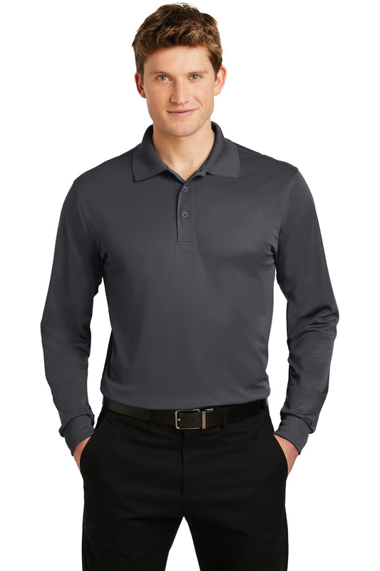 Sport-Tek Long Sleeve Micropique Sport-Wick Polo. ST657 Iron Grey