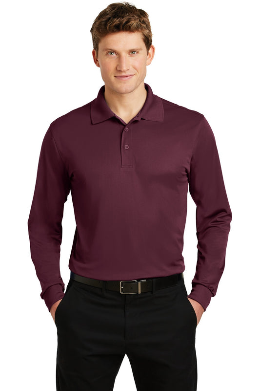 Sport-Tek Long Sleeve Micropique Sport-Wick Polo. ST657 Maroon