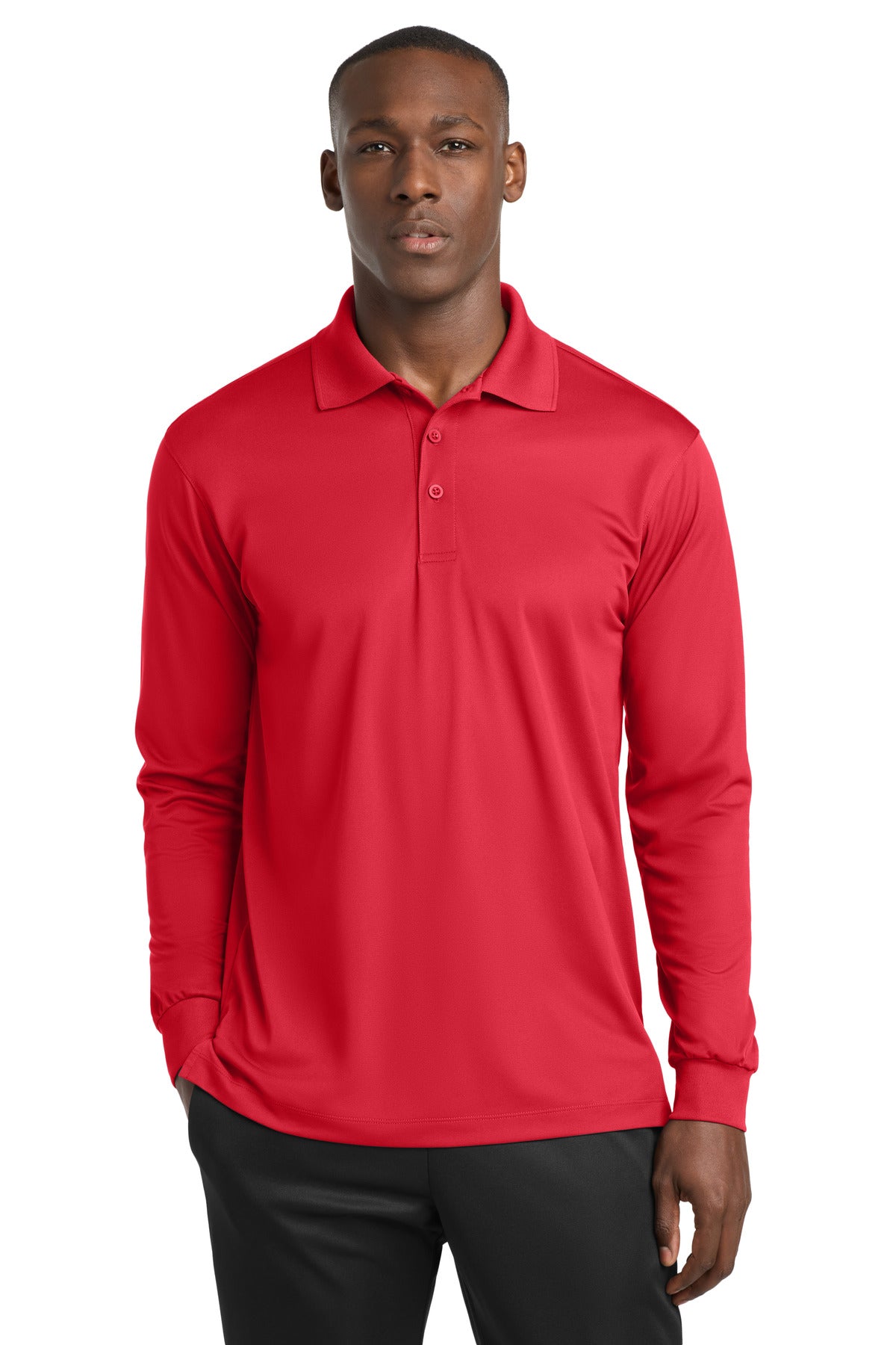 Sport-Tek Long Sleeve Micropique Sport-Wick Polo ST657 True Red