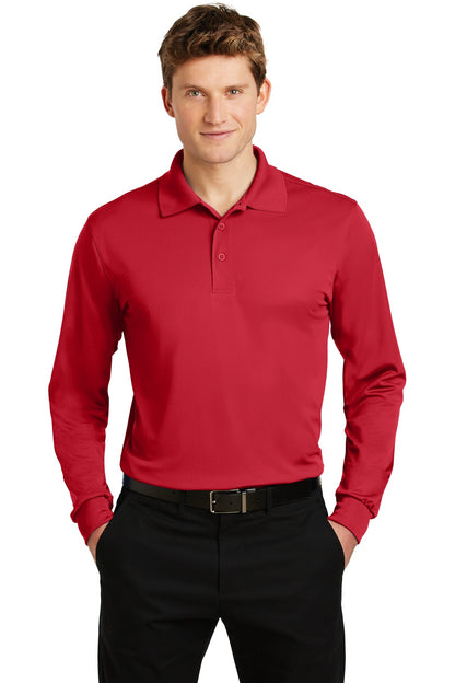 Sport-Tek Long Sleeve Micropique Sport-Wick Polo. ST657 True Red