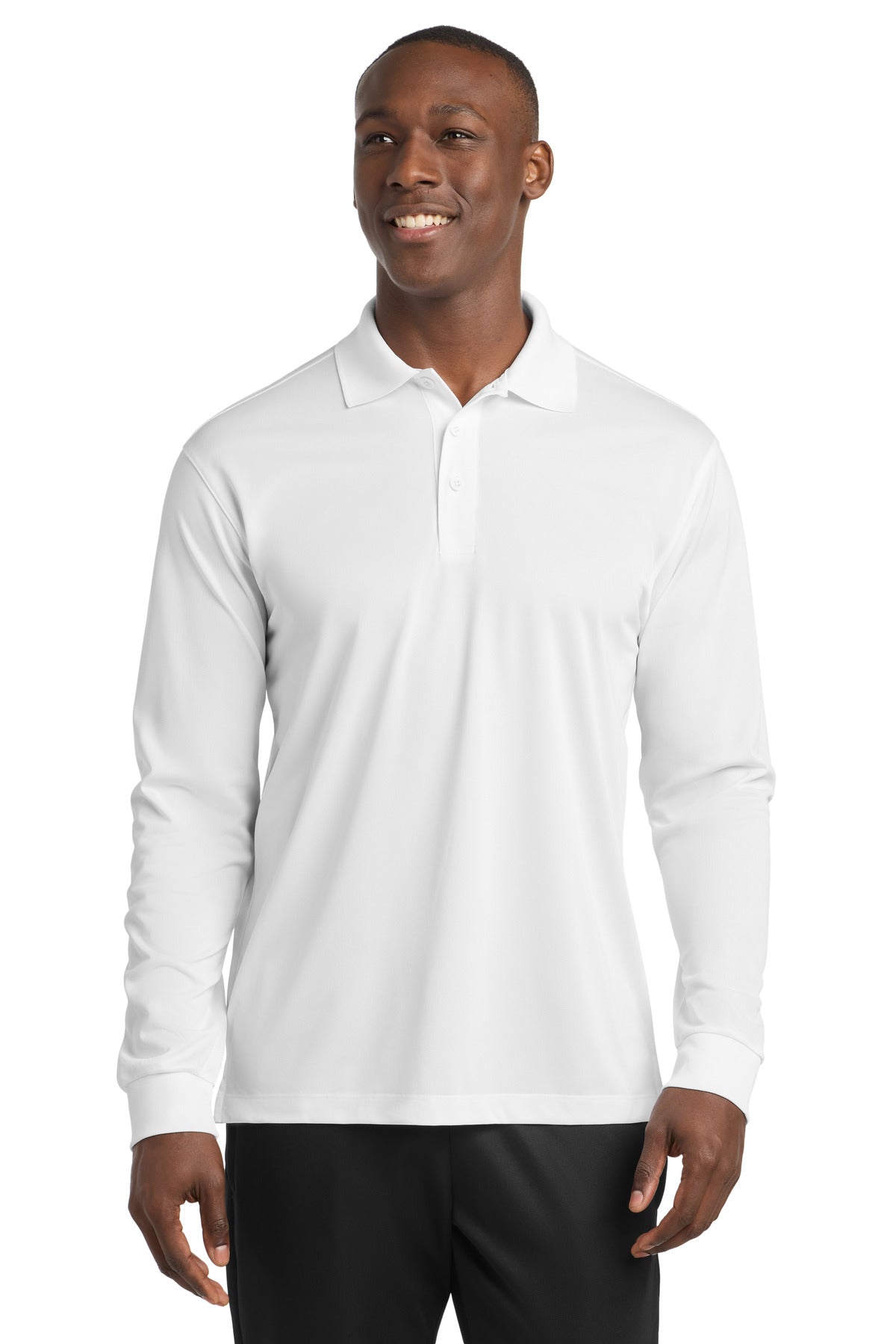 Sport-Tek Long Sleeve Micropique Sport-Wick Polo ST657 White