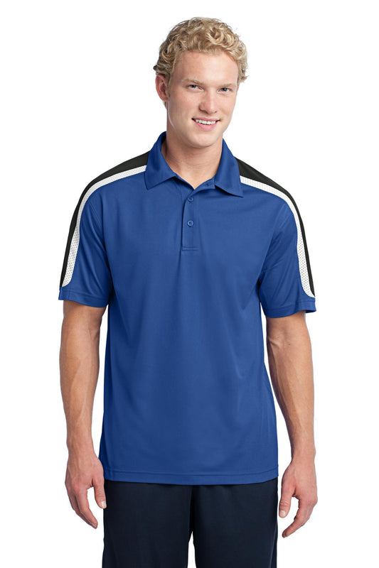 Sport-Tek Tricolor Shoulder Micropique Sport-Wick Polo. ST658 True Royal/ Black/ White